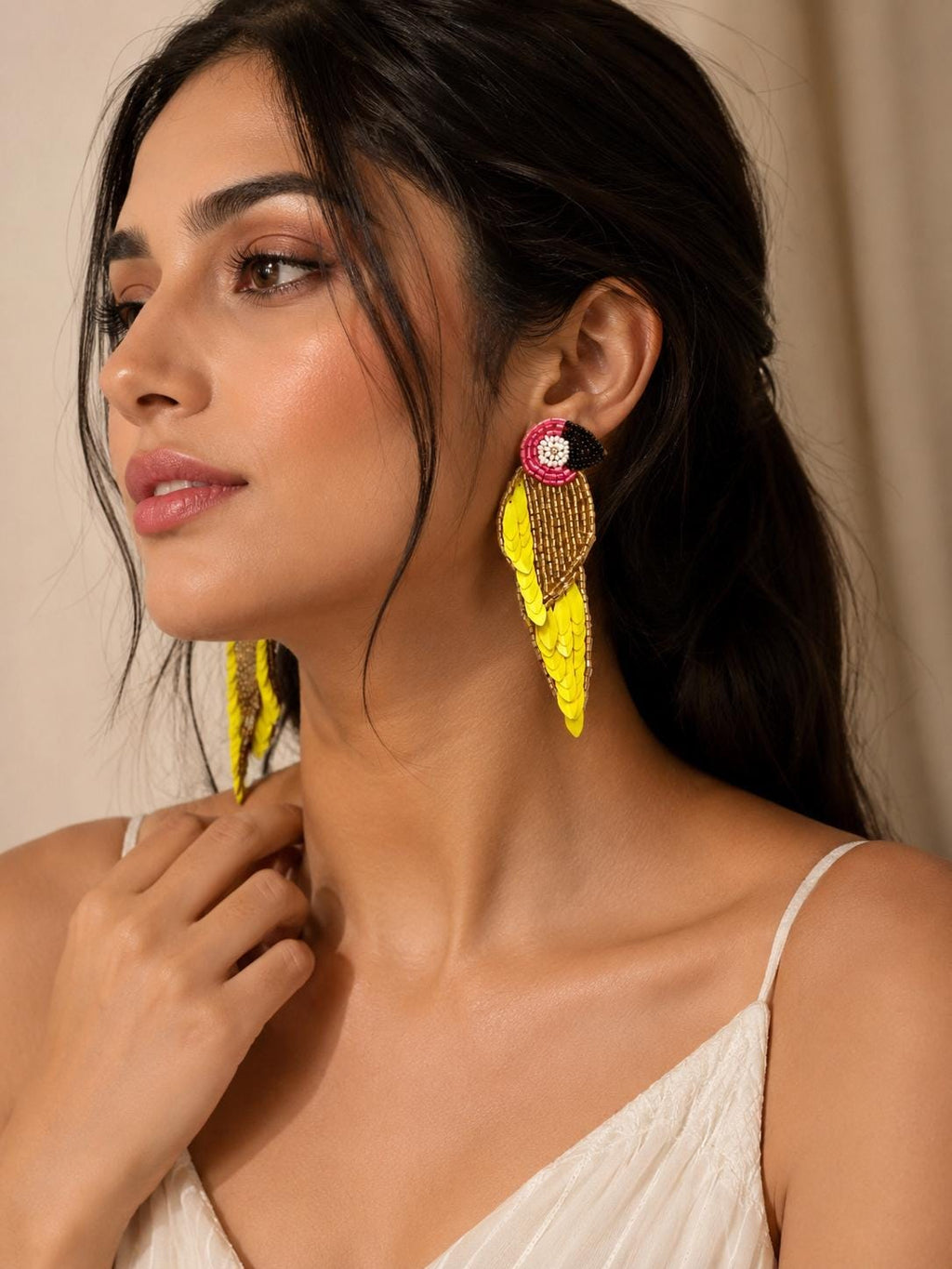 Handmade Beaded Parrot Earrings | Tropical Seed Bead Statement Jewelry