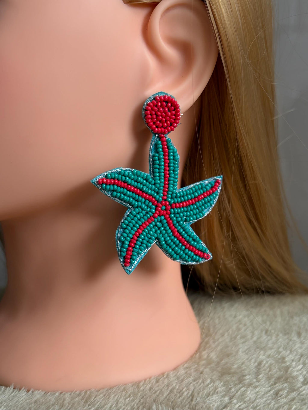 Handmade Starfish Seed Bead Earrings | Coastal Ocean Inspired Statement Jewelry