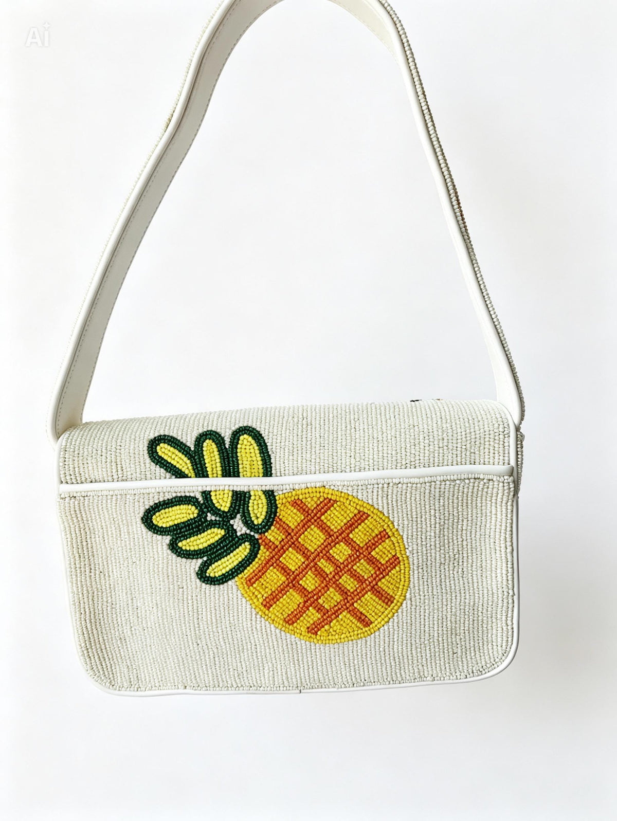 Handmade Beaded Fruit Shoulder Bag, Tropical Citrus Embroidery, Summer Purse