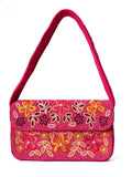 Handmade Beaded Floral Shoulder Bag, Hot Pink Y2K Statement Purse