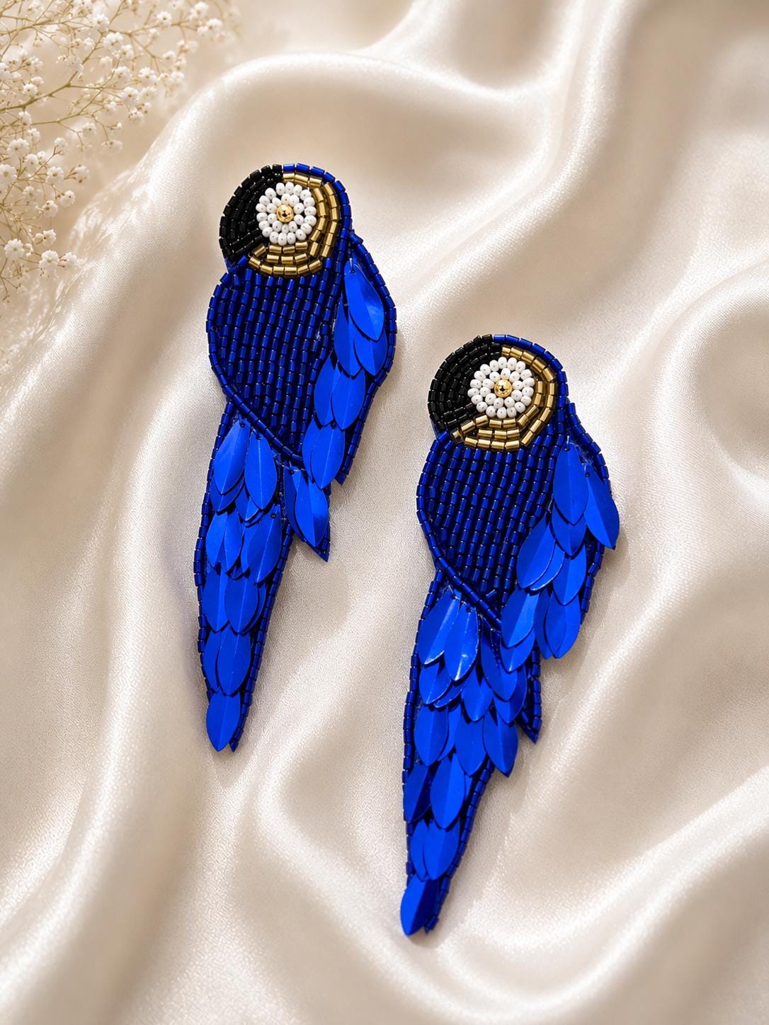 Handmade Beaded Parrot Earrings | Tropical Seed Bead Statement Jewelry