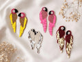 Handmade Beaded Parrot Earrings | Tropical Seed Bead Statement Jewelry