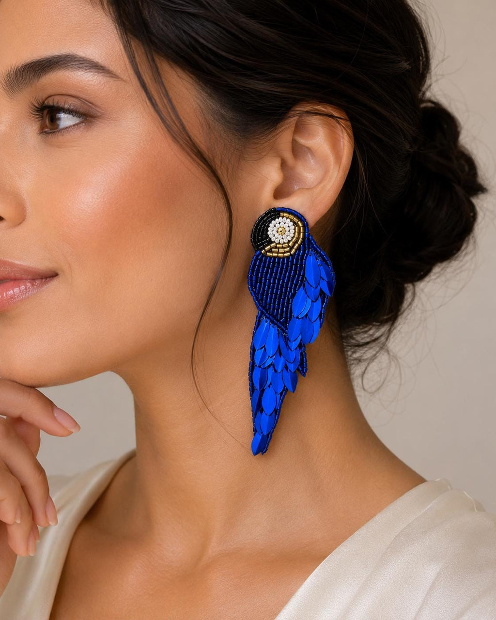 Handmade Beaded Parrot Earrings | Tropical Seed Bead Statement Jewelry