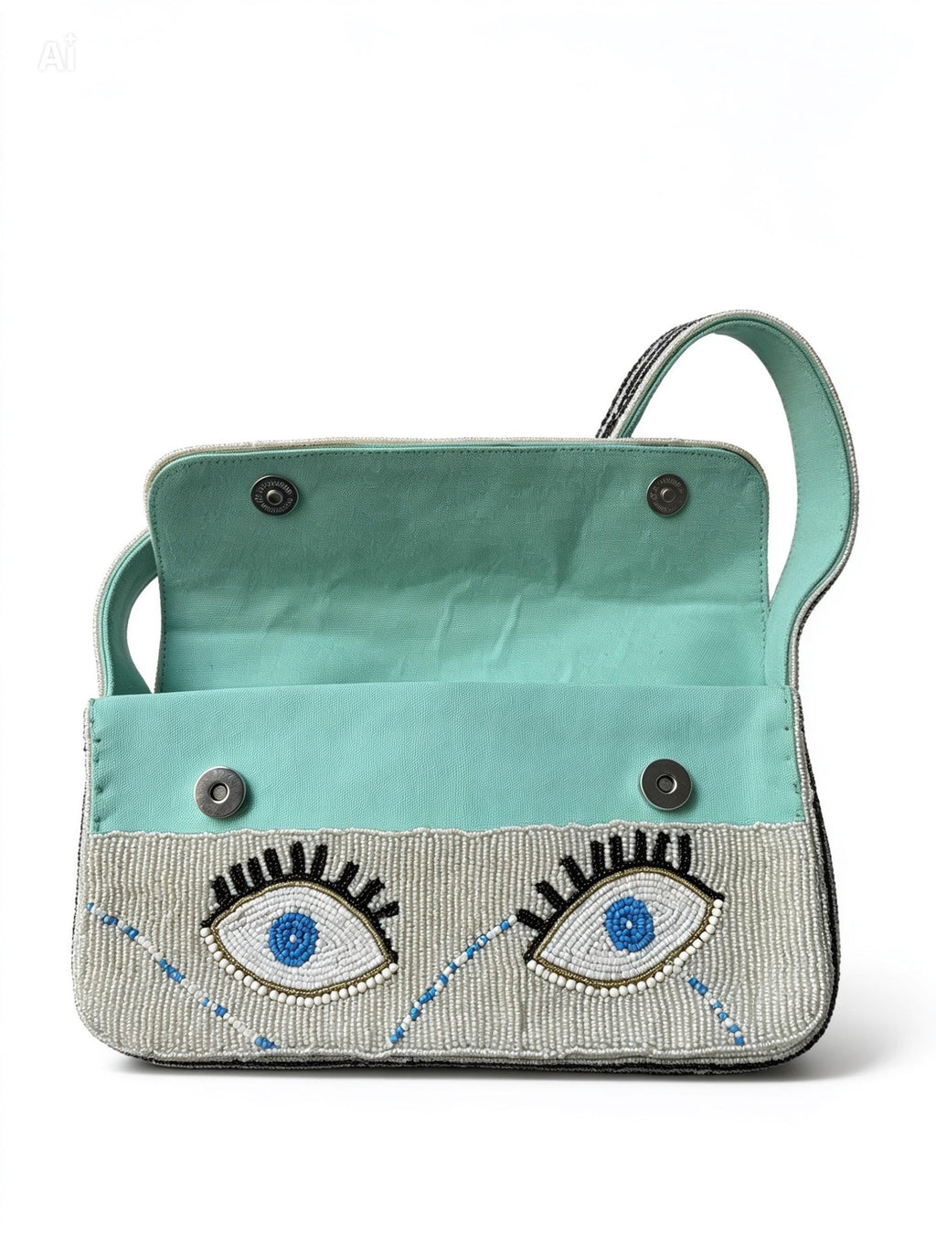 Handmade Evil Eye Beaded Shoulder Bag | Bohemian Blue Eye Purse Accessory