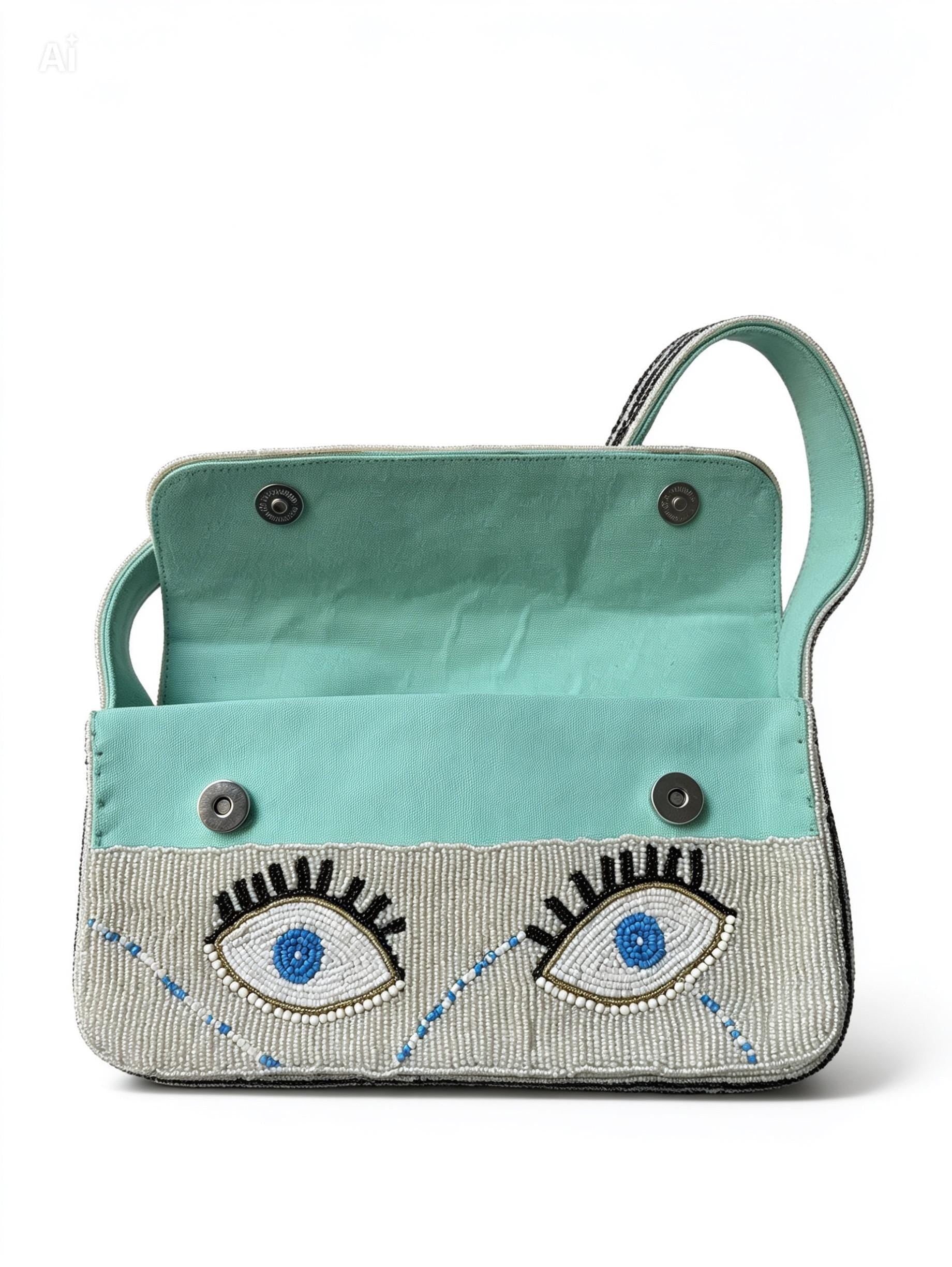 Handmade Evil Eye Beaded Shoulder Bag | Bohemian Blue Eye Purse Accessory