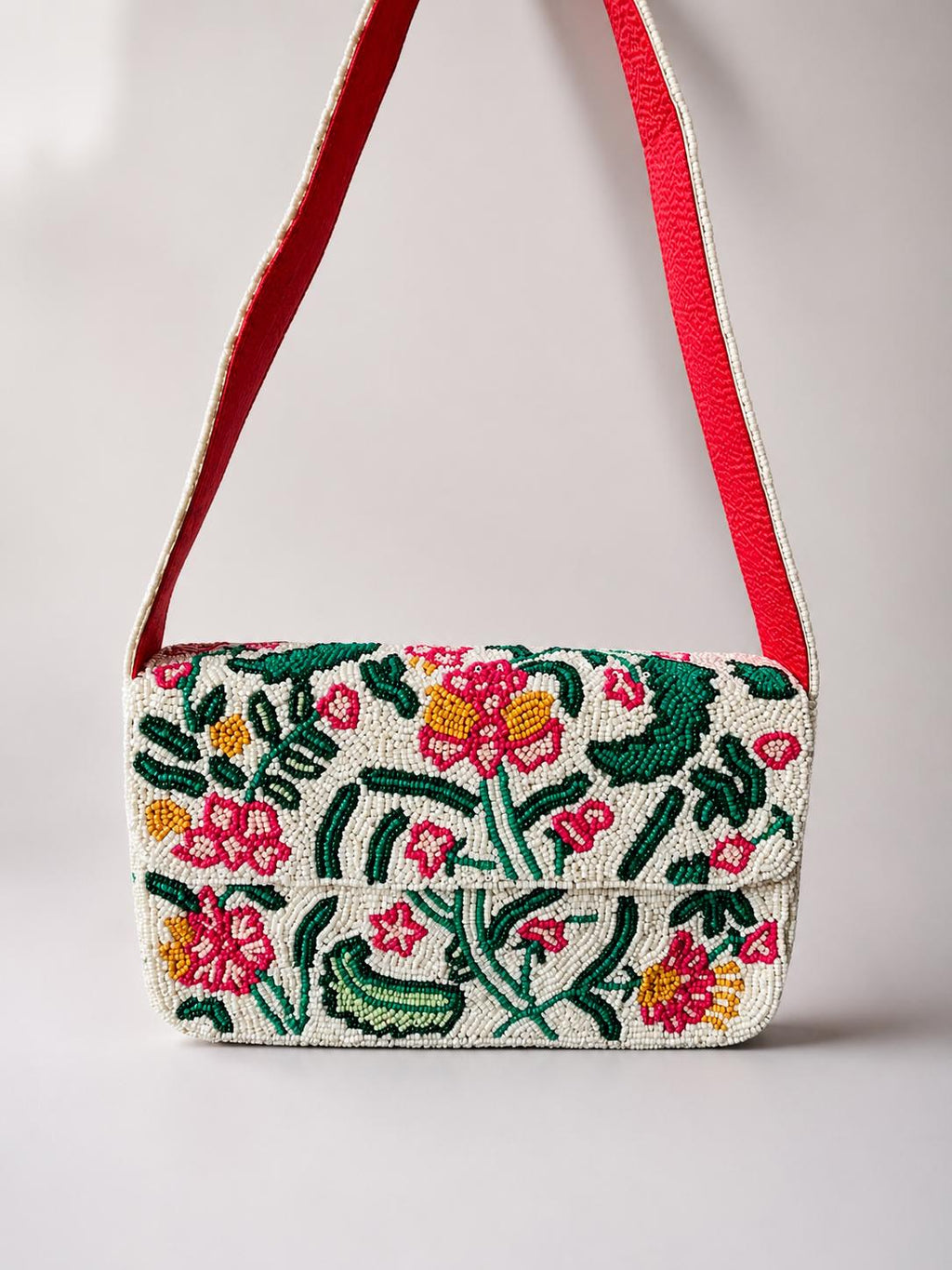 Handmade Beaded Flower Shoulder Bag | Boho vintage Purse for women | Elegant Statement handbag
