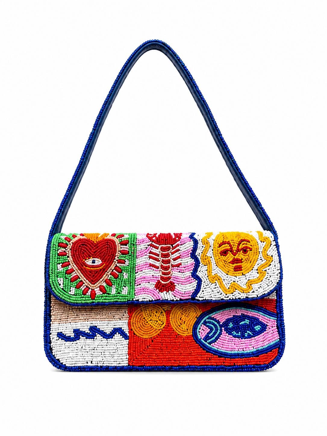 Handmade Colorful Beaded Shoulder Bag | Boho Art Beadwork Purse | Unique Statement Handbag for Women