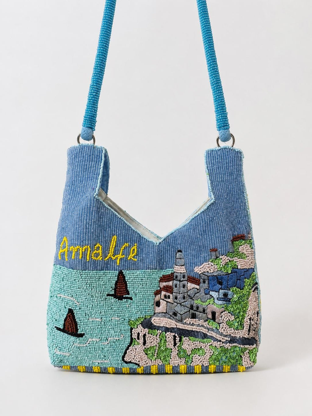 Handmade Beaded Amalfi Coast Shoulder Bag | Italian Coastal Art Purse