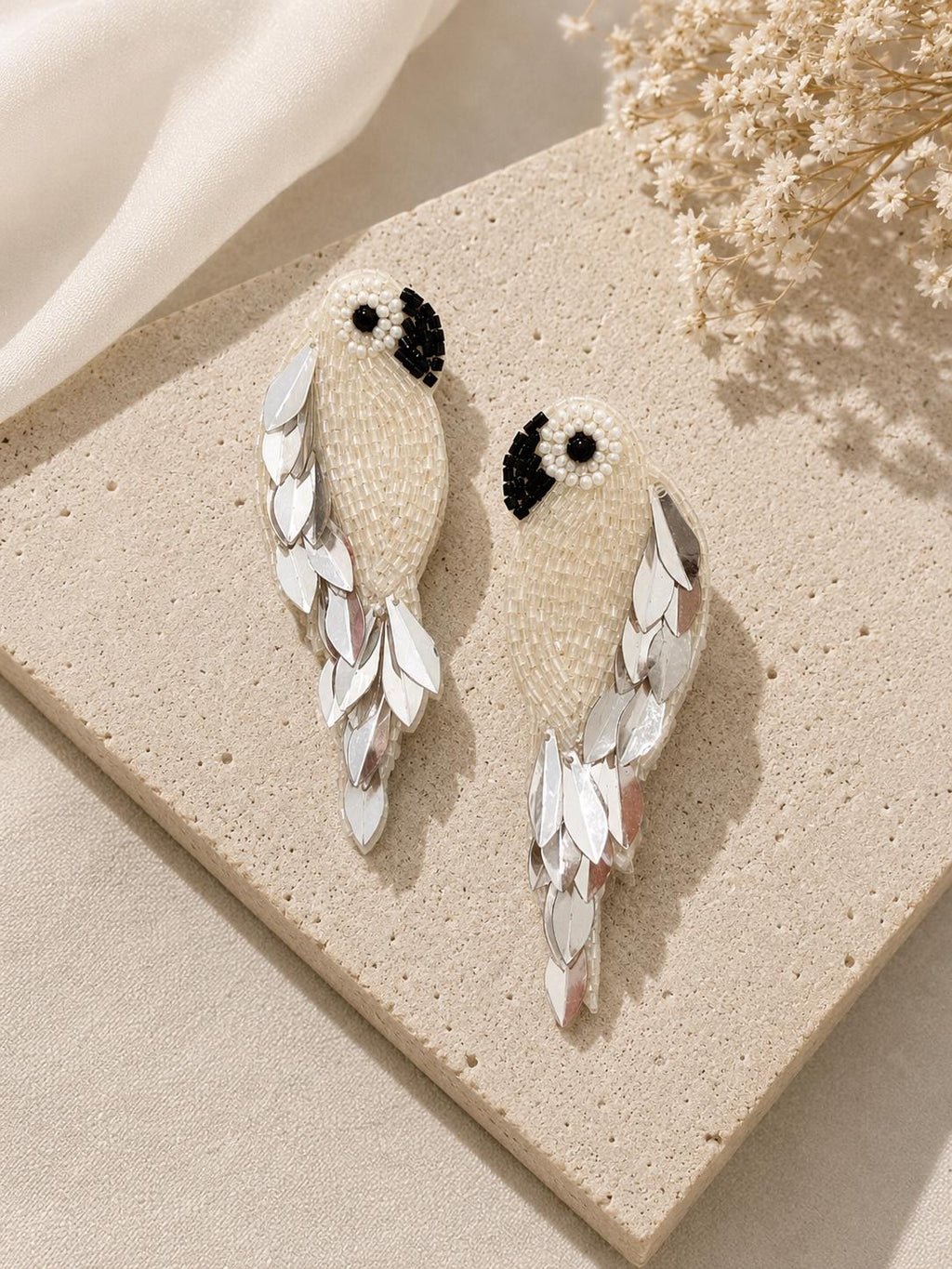 Handmade Beaded Parrot Earrings | Tropical Seed Bead Statement Jewelry