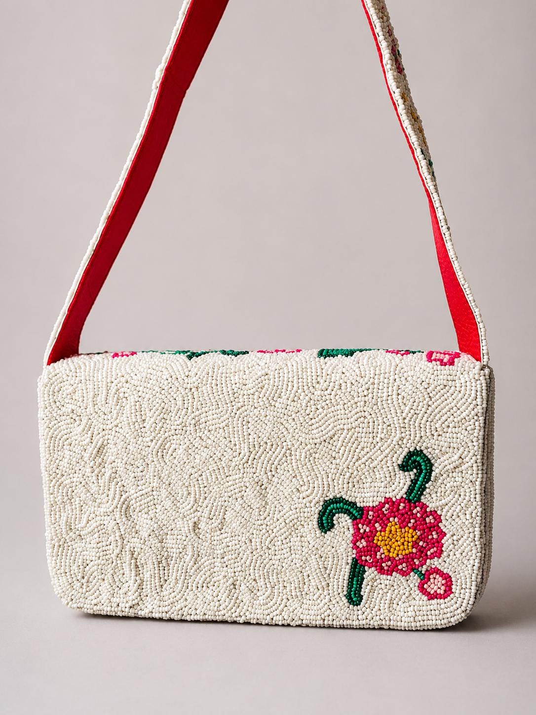 Handmade Beaded Flower Shoulder Bag | Boho vintage Purse for women | Elegant Statement handbag
