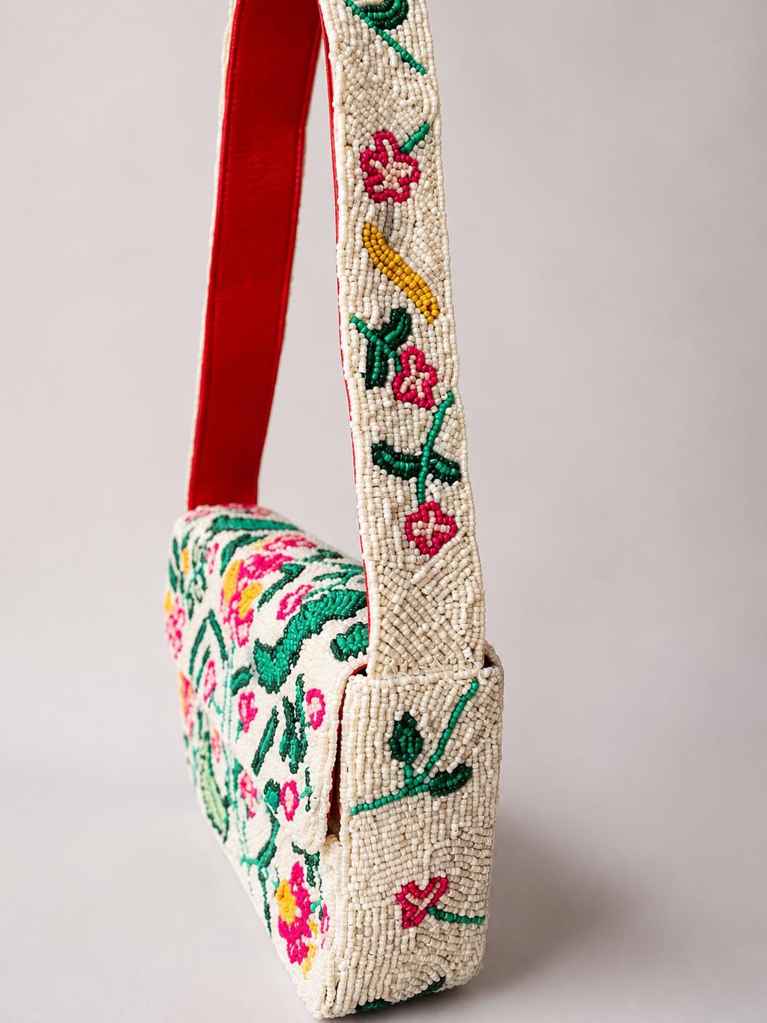 Handmade Beaded Flower Shoulder Bag | Boho vintage Purse for women | Elegant Statement handbag