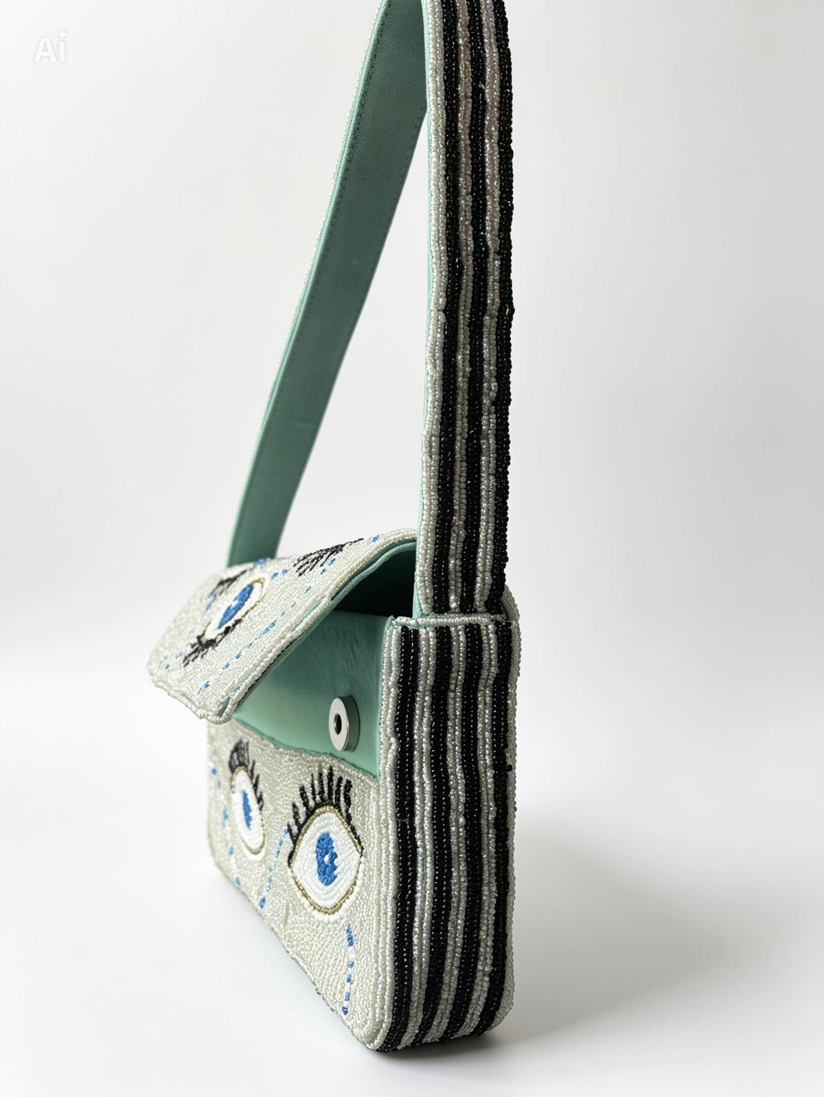 Handmade Evil Eye Beaded Shoulder Bag | Bohemian Blue Eye Purse Accessory