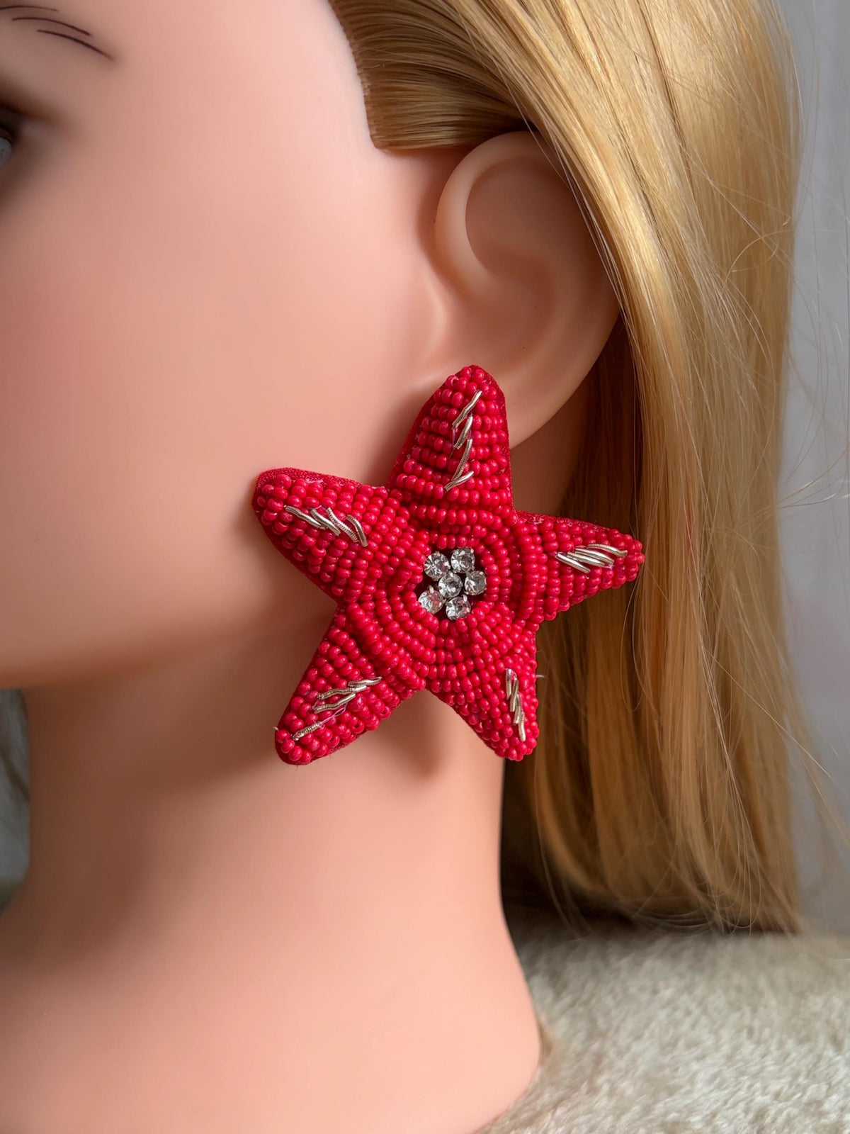 Handmade Starfish Seed Bead Earrings | Coastal Ocean Inspired Statement Jewelry