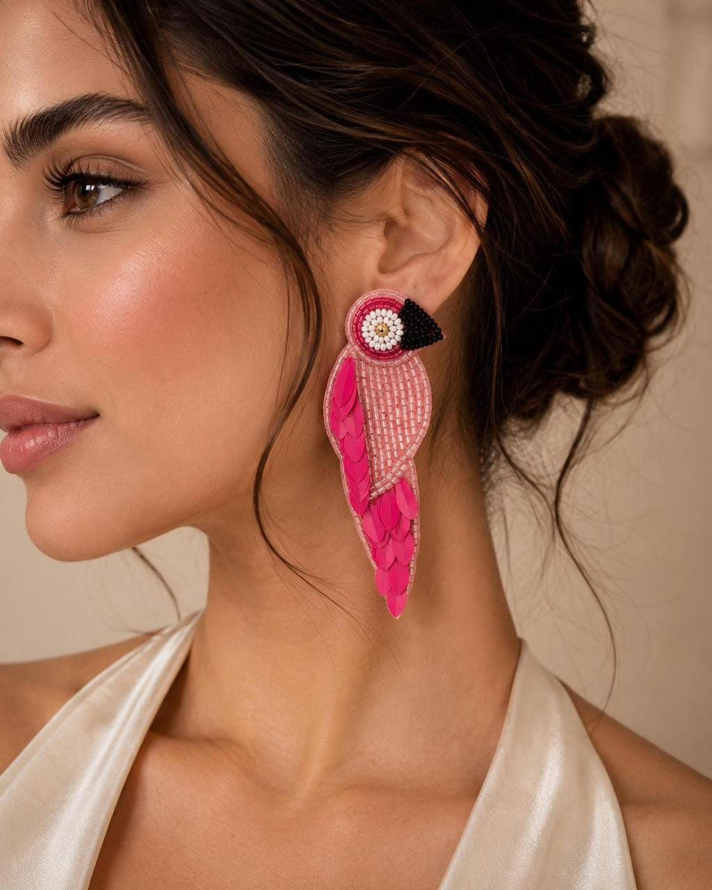 Handmade Beaded Parrot Earrings | Tropical Seed Bead Statement Jewelry