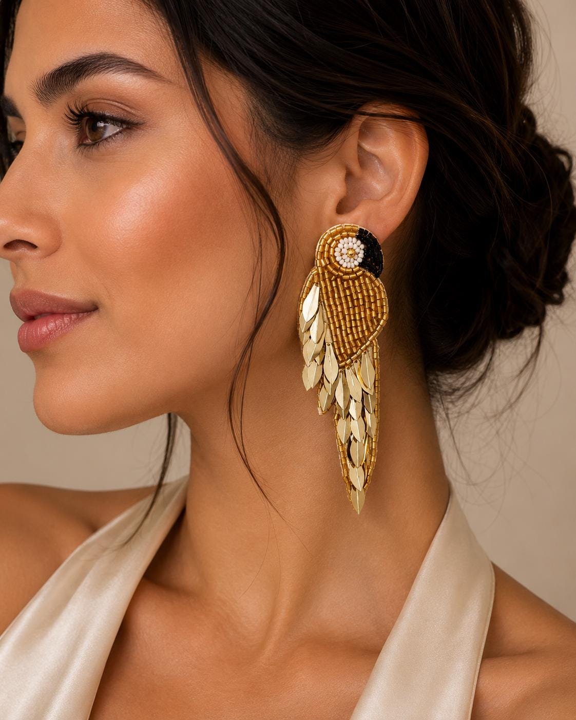 Handmade Beaded Parrot Earrings | Tropical Seed Bead Statement Jewelry